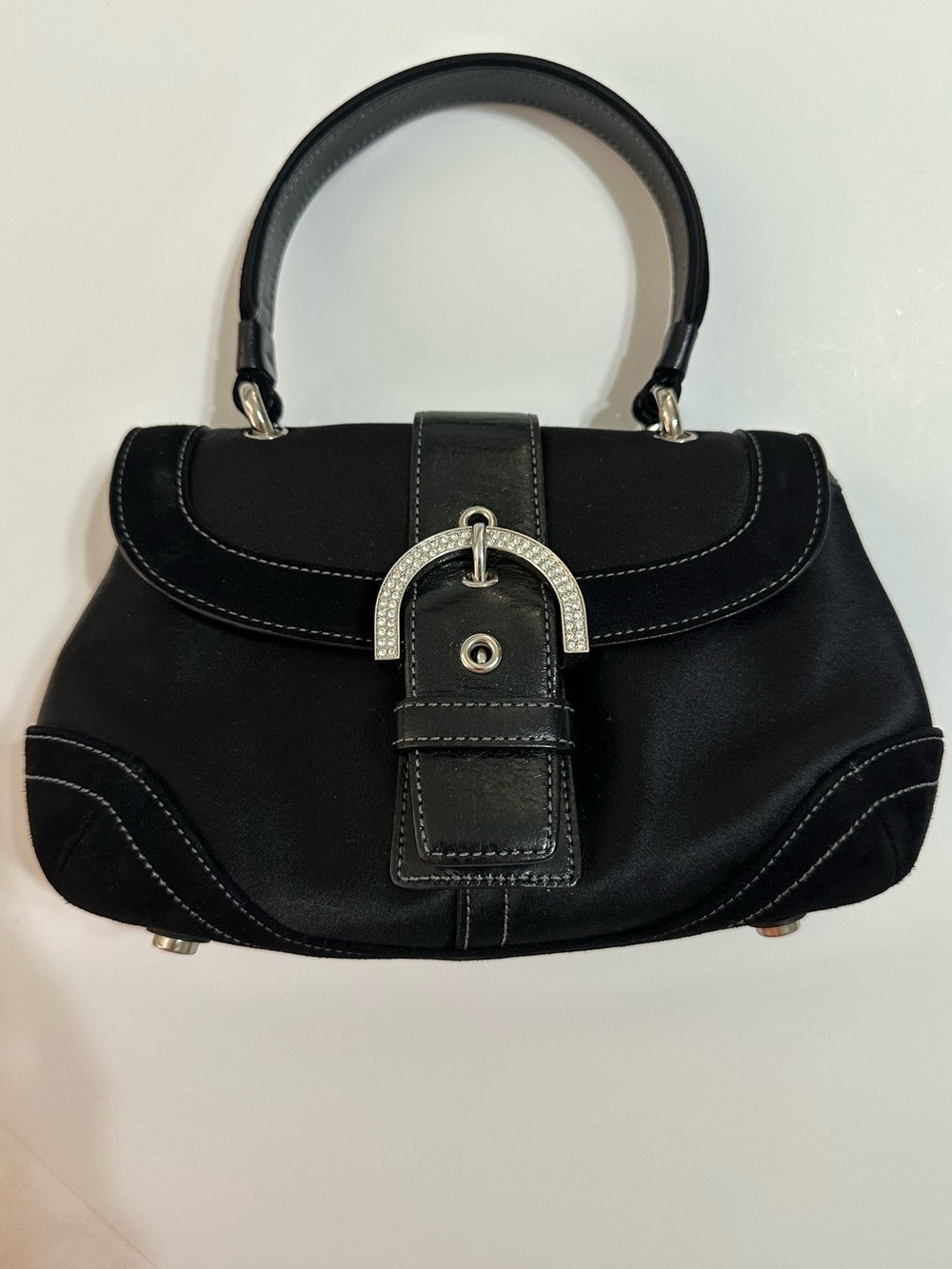 COACH Y2K VINTAGE 2004 MADISON MINI TOP HANDLE CRYSTAL SATIN SUEDE BAG RARE MINT - Picture 3 of 15